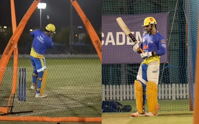 MS Dhoni practicing for IPL 2021