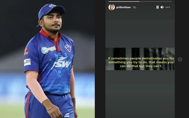 Prithvi Shaw posts a story on Instagram after failing to clear the fitness test