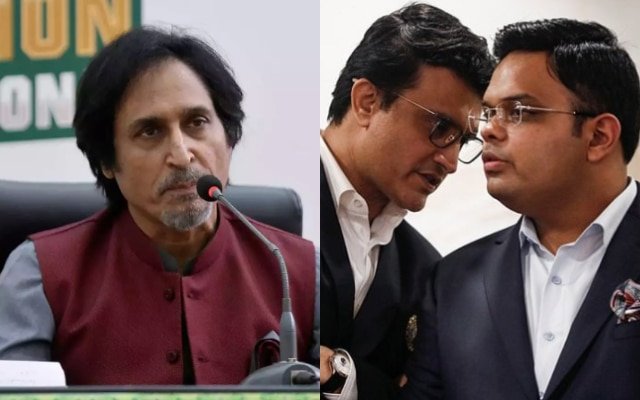 PCB Ramiz Raja, Jay Shah and Sourav Ganguly